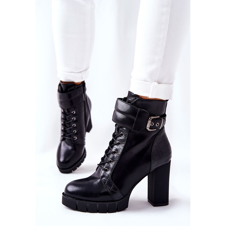 POTOCKI Stiefel auf einem hohen Pfosten schwarz gebunden Fasha 1