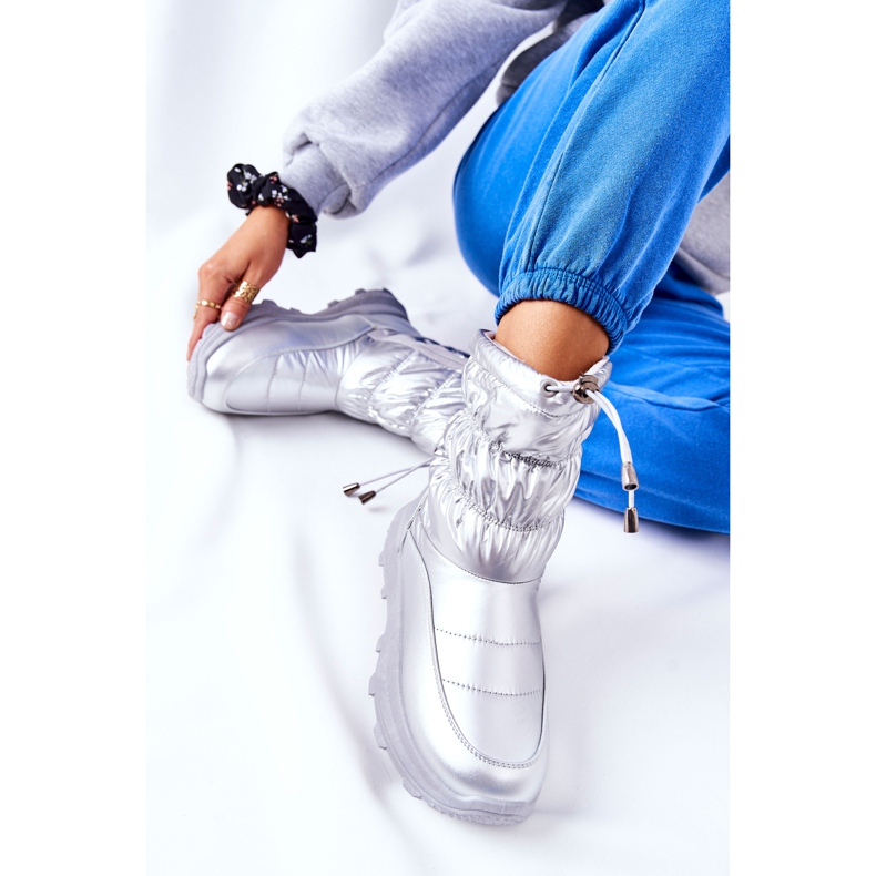 PE1 Damen Silver Starbone Warme Schneestiefel mit Reißverschluss silber- 2