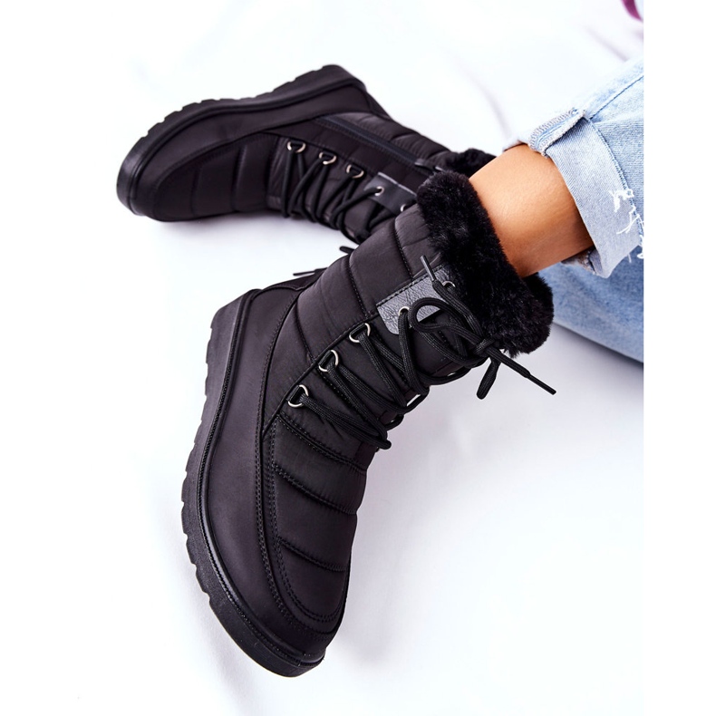 Vinceza Hohe Schneestiefel mit Fell Schwarz Haneta 1