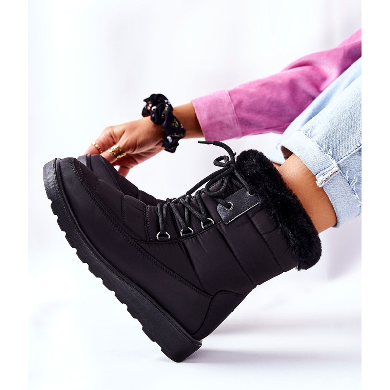 Vinceza Hohe Schneestiefel mit Fell Schwarz Haneta 2