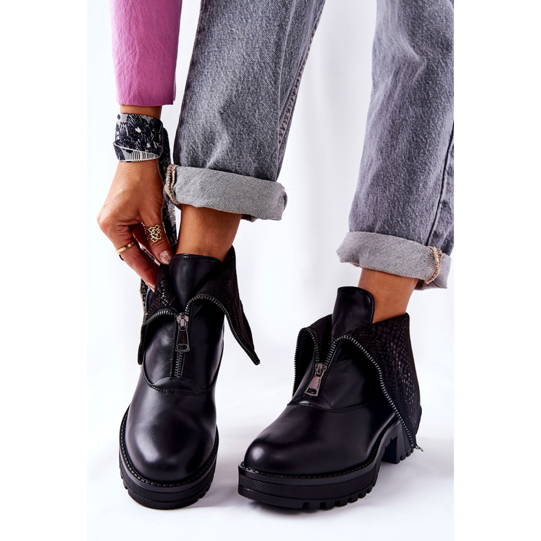 Vinceza Lederstiefel mit hohem Absatz Schwarz Chalonte 1