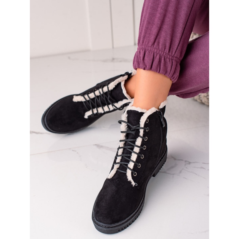 TRENDI Stiefel Trapper mit Fell am Obermaterial schwarz 2