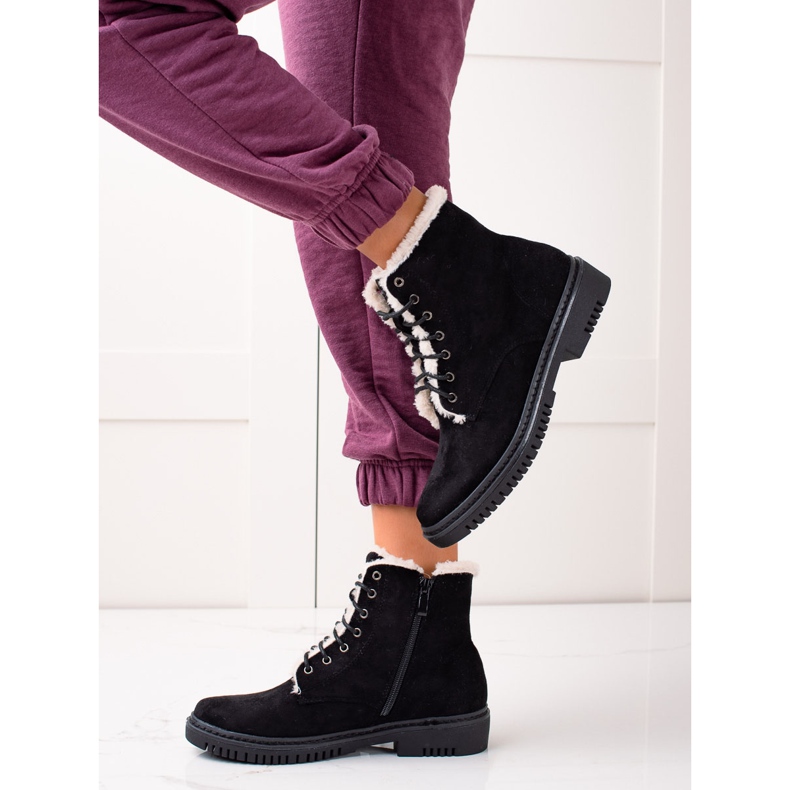 TRENDI Stiefel Trapper mit Fell am Obermaterial schwarz 1