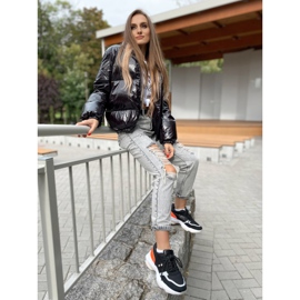 SHELOVET Bequeme modische Sneaker schwarz orange silber- 1