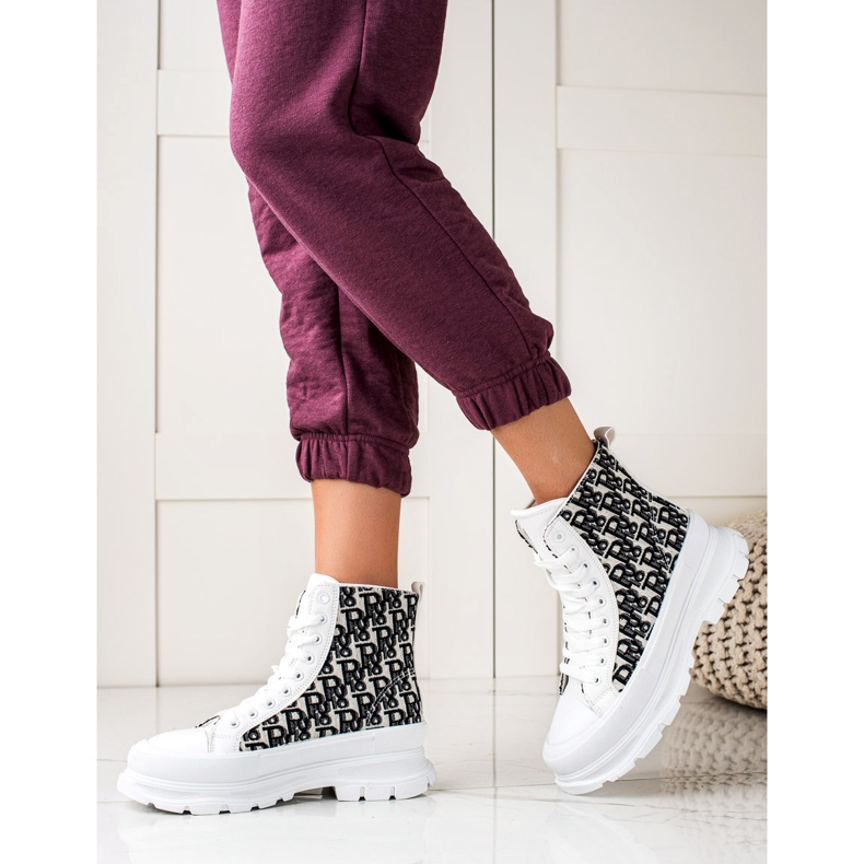 TRENDI Hohe weiße Mode-Turnschuhe schwarz 1