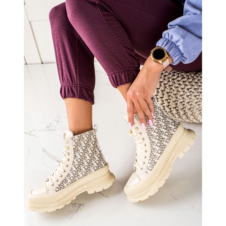 TRENDI Hohe Beige Fashion Sneakers 1