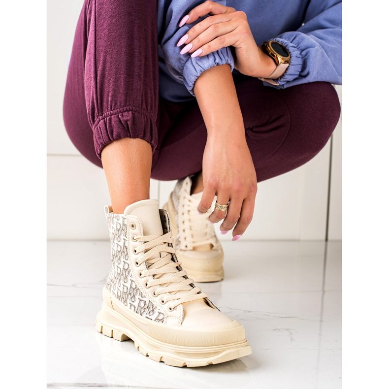 TRENDI Hohe Beige Fashion Sneakers 2