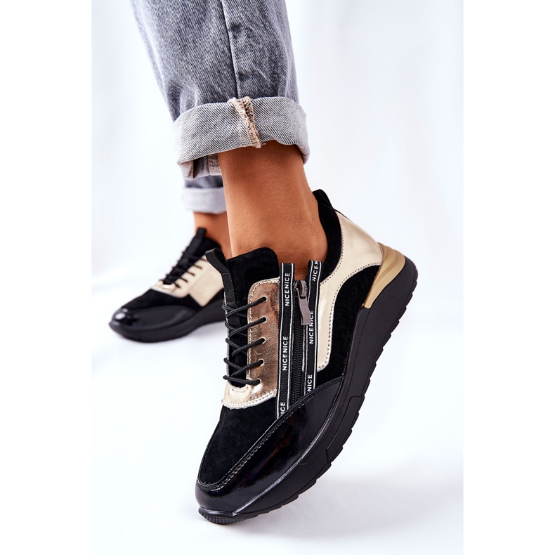 POTOCKI Leder Sportschuhe Sneakers Schwarz Gold Minor 2