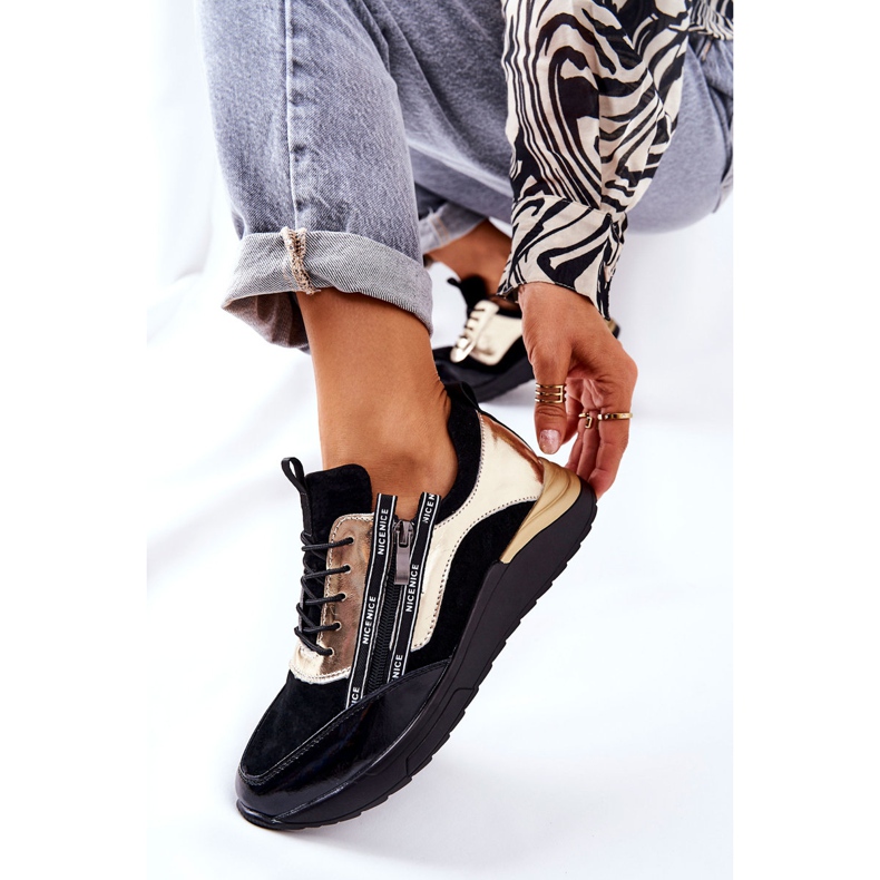 POTOCKI Leder Sportschuhe Sneakers Schwarz Gold Minor 1