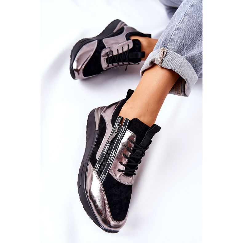 POTOCKI Leder Sportschuhe Sneakers Schwarz Silber Minor 2