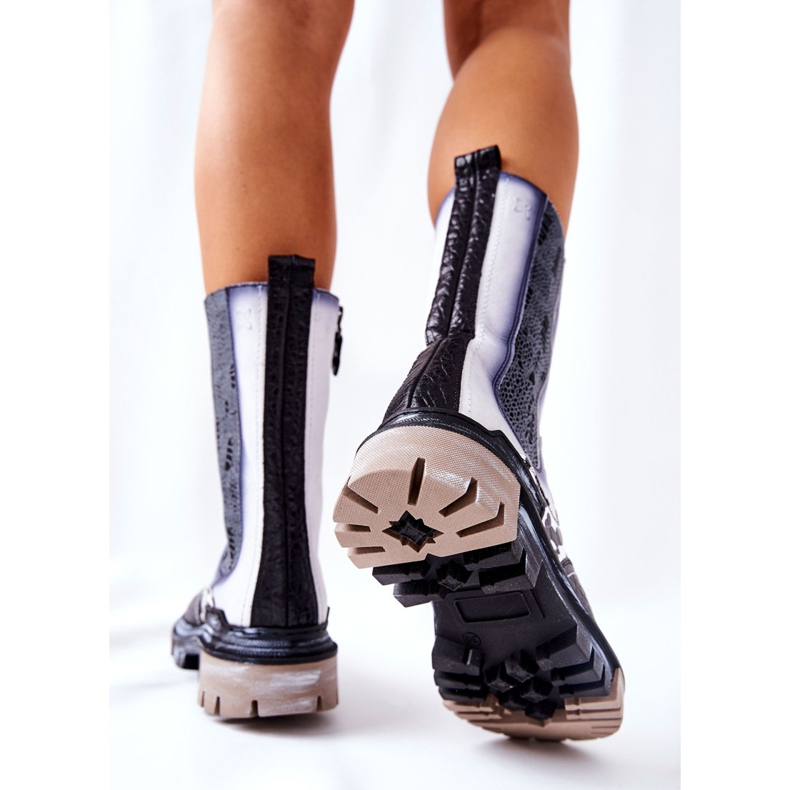 Hohe Maciejka Lederstiefel Schwarz-Weiß 05141-11 1