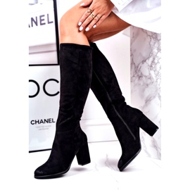 S.Barski Damenstiefel mit Absatz Wildleder Schwarz Many Times 3