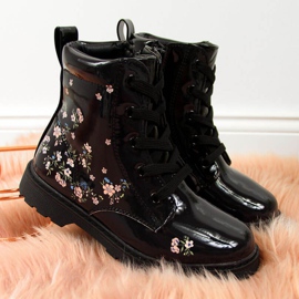 Schwarze Stiefel Mädchen isoliert Jr EVE326 weiß 1