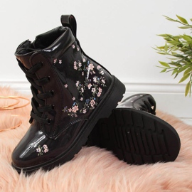 Schwarze Stiefel Mädchen isoliert Jr EVE326 weiß 2