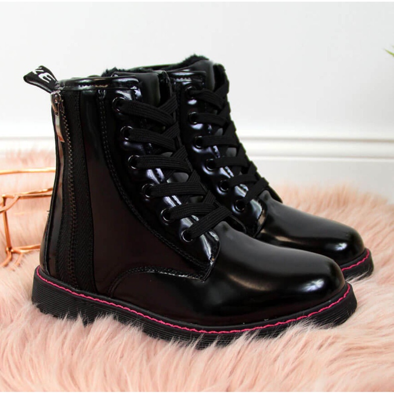 Isolierte Lackstiefel Jr EVE327A schwarz weiß 1