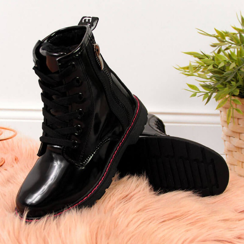 Isolierte Lackstiefel Jr EVE327A schwarz weiß 2