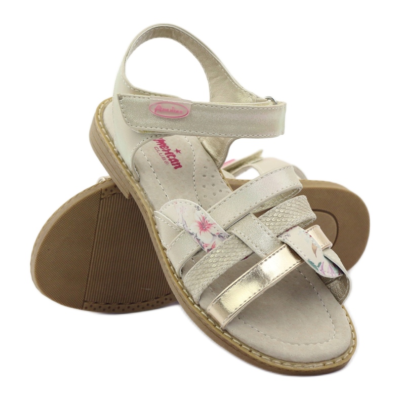 American Club Amerikanische Sandalen Gladiatori Beige Golden 3