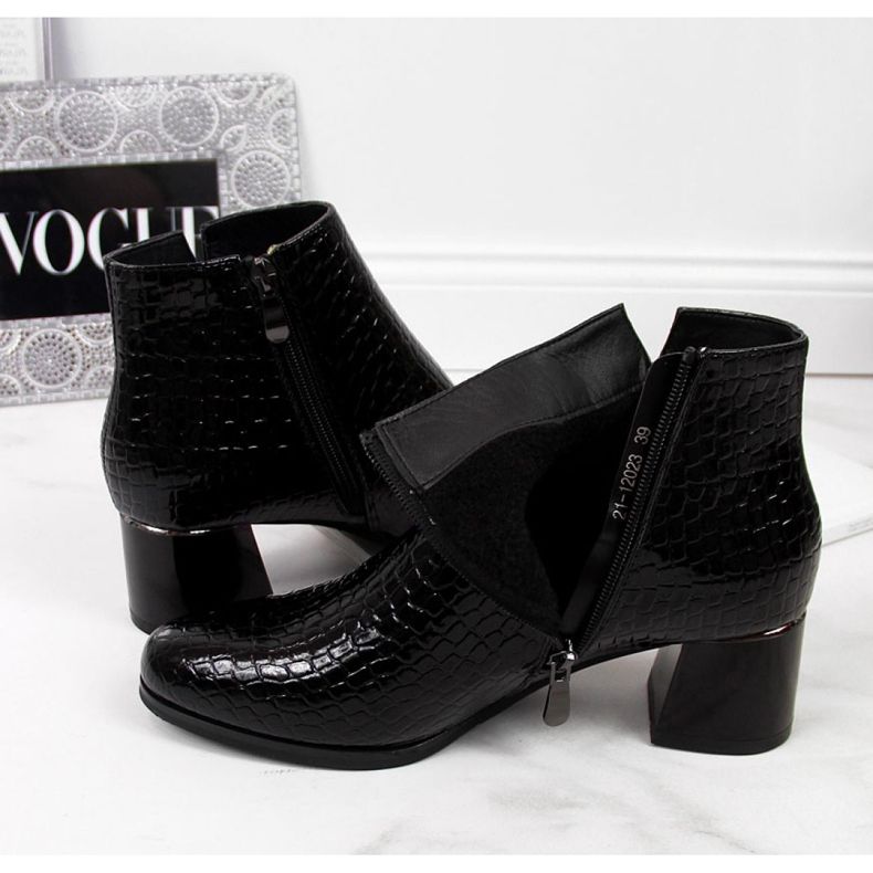 Hochhackige Stiefel mit Schlangenhaut Potocki W WOL30A schwarz 1