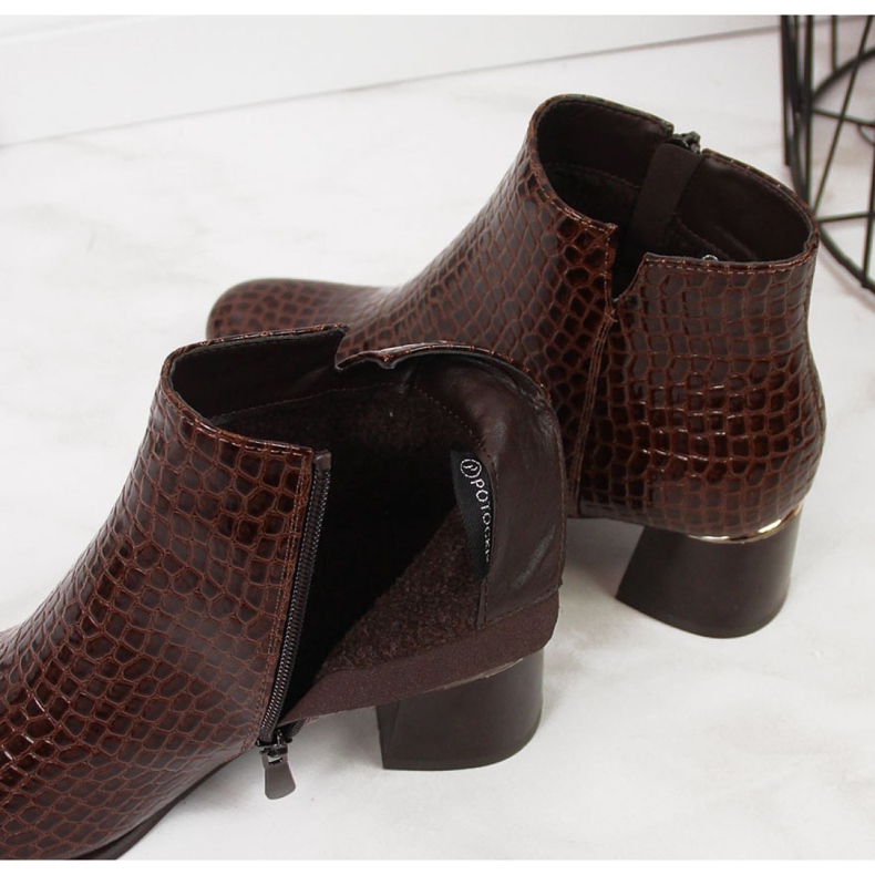 Hochhackige Stiefel mit Schlangenhaut Potocki W WOL30B braun 1