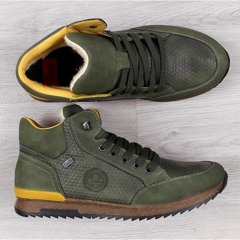 Isolierte Lederschuhe Rieker M R498 khaki grün 2