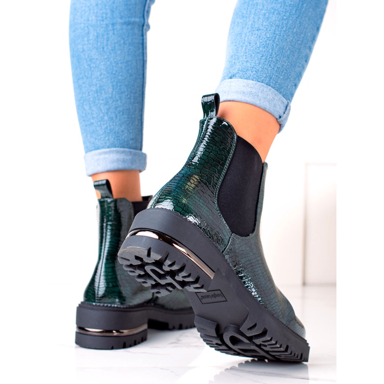 Lackierte Stiefel Łuska Sergio Leone TR746 Grün 1