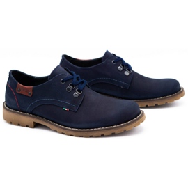 Olivier Herrenschuhe Leder Stiefeletten 812MP marineblau 2