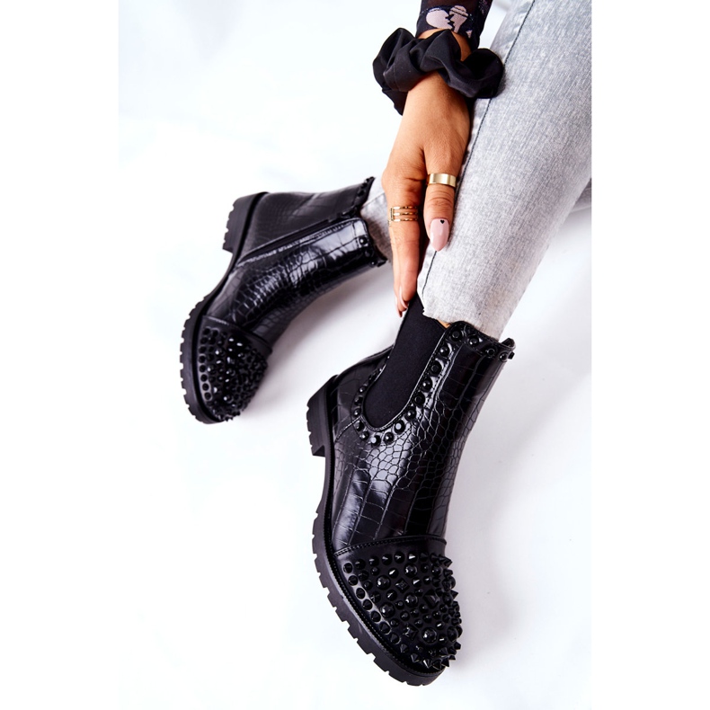 Schwarze Monah Jodhpur-Stiefel mit Jets 2