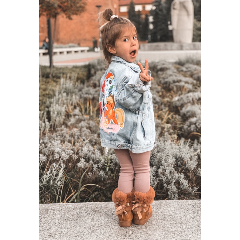 FR1 Warme Kinderstiefel mit Schleifen D.Khaki Funky Schneestiefel braun 2