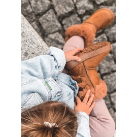 FR1 Warme Kinderstiefel mit Schleifen D.Khaki Funky Schneestiefel braun 1