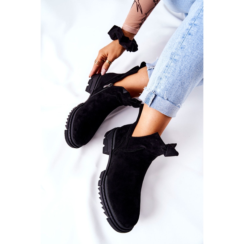 POTOCKI Schwarze Corano Stiefel mit ausgeschnittenem Reißverschluss 1