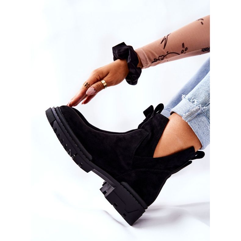 POTOCKI Schwarze Corano Stiefel mit ausgeschnittenem Reißverschluss 2