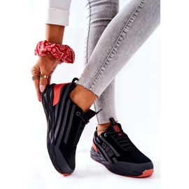Leder Sportschuhe Big Star II274460 Schwarz rot 2