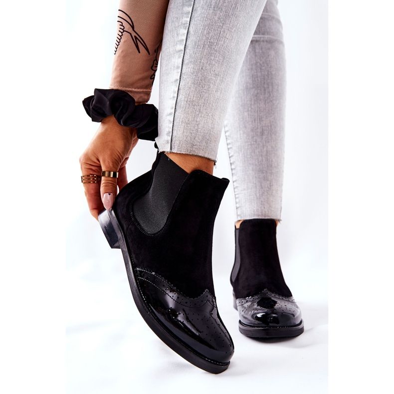 Slip-On Stiefel aus Leder Laura Messi Schwarz 2096 1