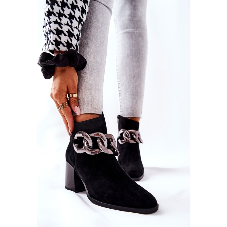 Lederstiefel mit Kette Laura Messi Schwarz 2345 1