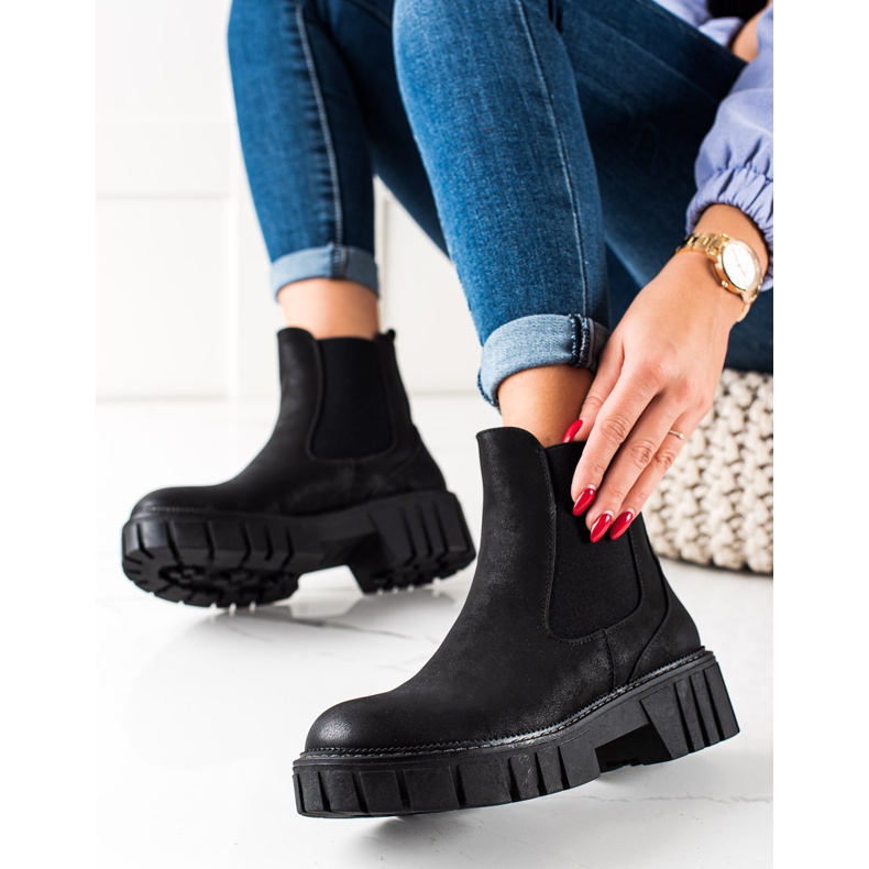 Chelsea Boots aus Kunstleder von Sergio Leone schwarz 1