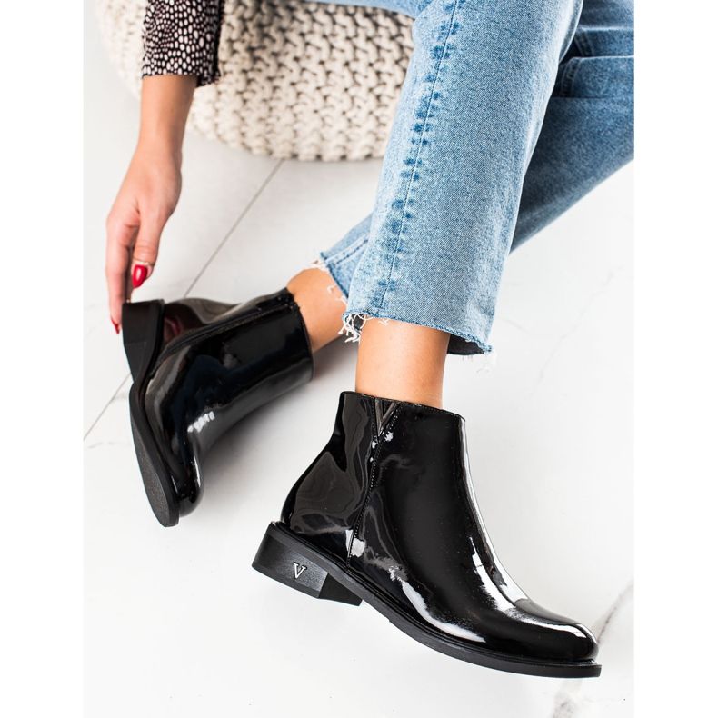 VINCEZA Schwarz Lackierte Stiefel 1