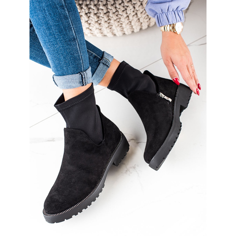 Bella Star Stiefeletten aus Wildleder zum Hineinschlüpfen schwarz 2