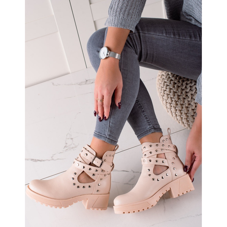 Bestelle Modische Arbeiter mit Strasssteinen beige 1