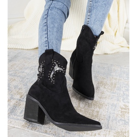 Schwarze Cowboystiefel mit Einsätzen aus Corinne-Schlangenhaut 1