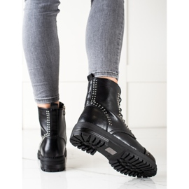 Super Me Klassische Stiefel Trapper aus Öko-Leder schwarz 1