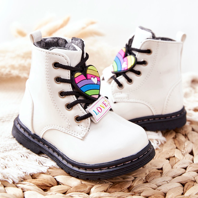 PE1 Lackierte Stiefel mit Wolle gewärmt Weiß Anlon 2