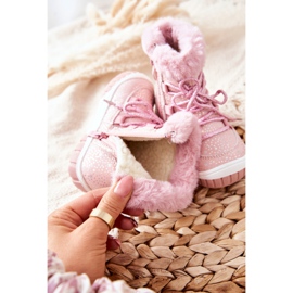 PE1 Warme Schneestiefel mit Fellrosa Sternen 1