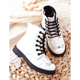 Warme Stiefel Arbeiter am Reißverschluss White Mousie weiß 1