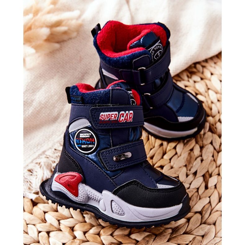 PJ2 Warme Schneestiefel Stiefel mit Klettverschluss Marineblau Rizie 2