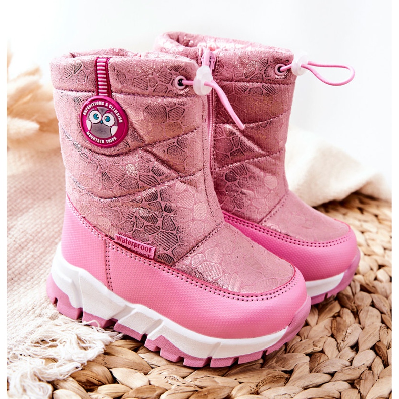 PJ2 Warme Kinder-Schneestiefel mit rosa Layoth-Reißverschluss 1