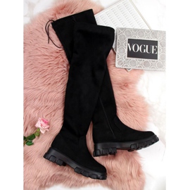 Schwarze Stiefel auf der Plattform Navy Dot W WOL12 1