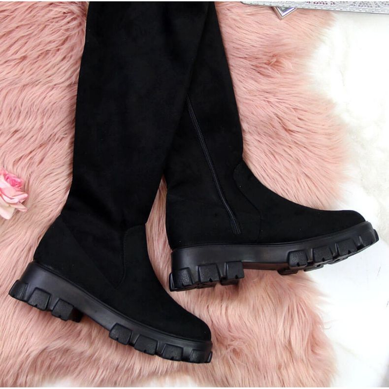 Schwarze Stiefel auf der Plattform Navy Dot W WOL12 2