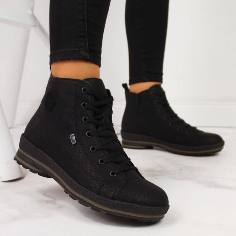 Rieker W Z2400 schwarz bequeme Wanderschuhe 1