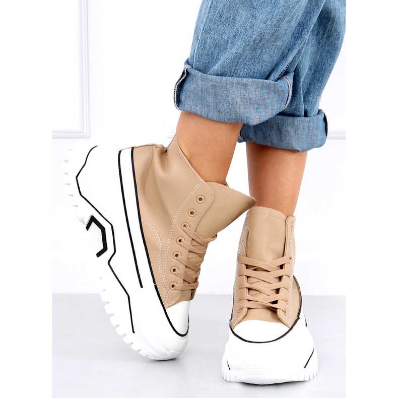 Corbel Khaki Sneakers mit hohen Sohlen beige 2