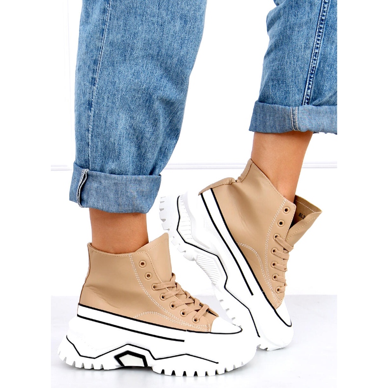 Corbel Khaki Sneakers mit hohen Sohlen beige 1